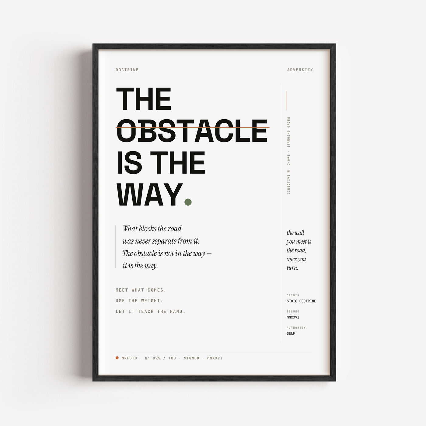 The Obstacle Is the Way poster — MNFSTO