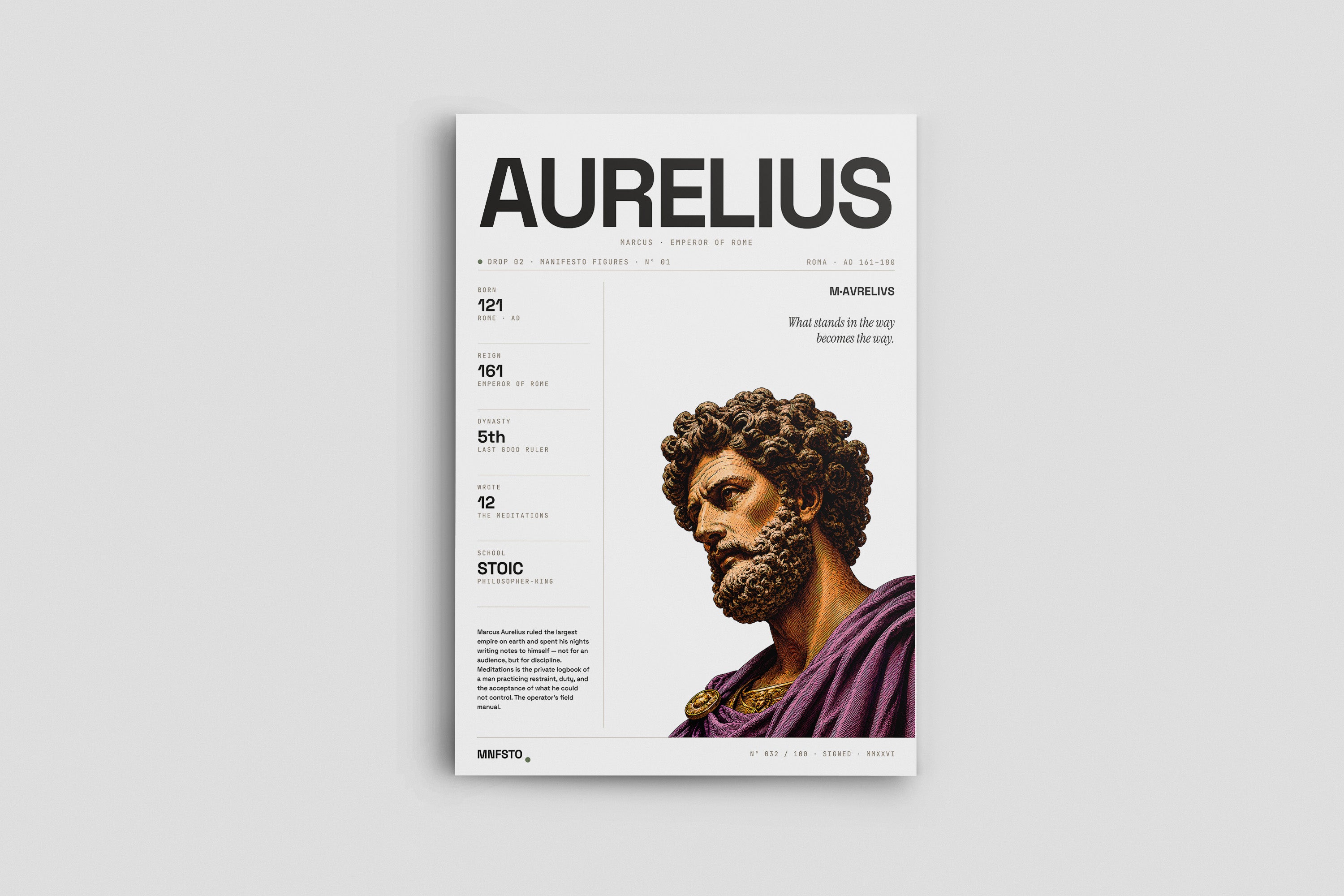 Marcus Aurelius framed poster on wall